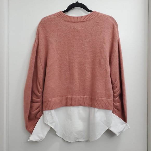 CINQ Γ  Sept NWT Carlota Poplin-Paneled Wool-Blend Pullover Sweater - Picture 6 of 9
